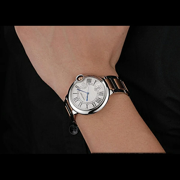 Ballon Blue De Cartier Steel Case White Dial Roman Numerals Two Tone Bracelet new60530
