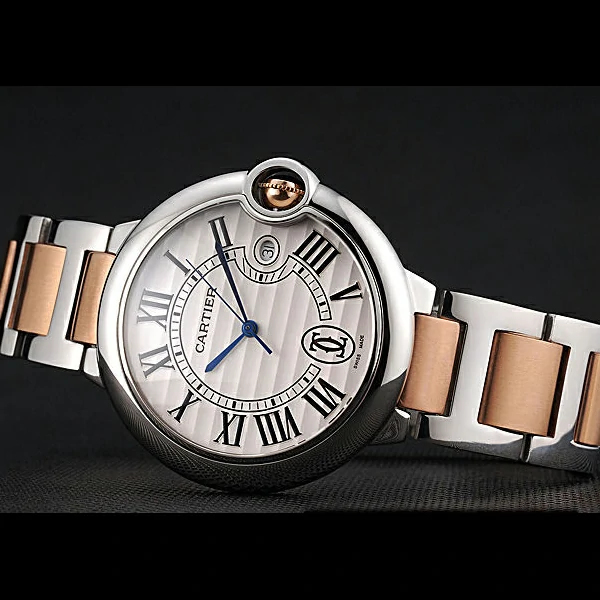Ballon Blue De Cartier Steel Case White Dial Roman Numerals Two Tone Bracelet new60530