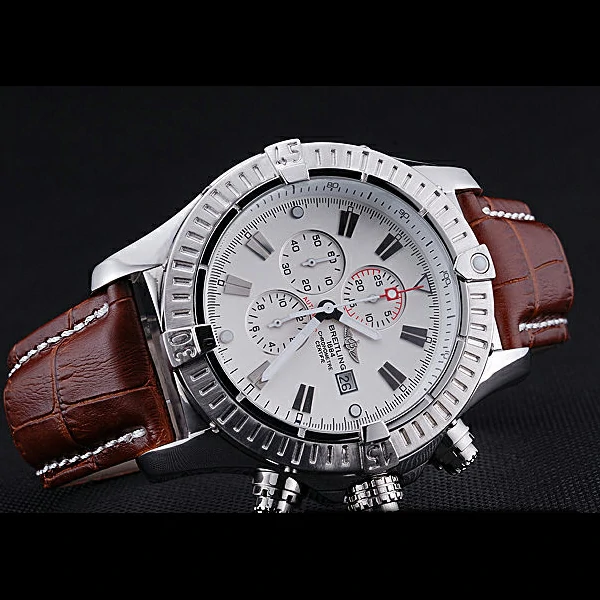 Breitling Chronomat Evolution White Dial Brown Leather Bracelet new60406