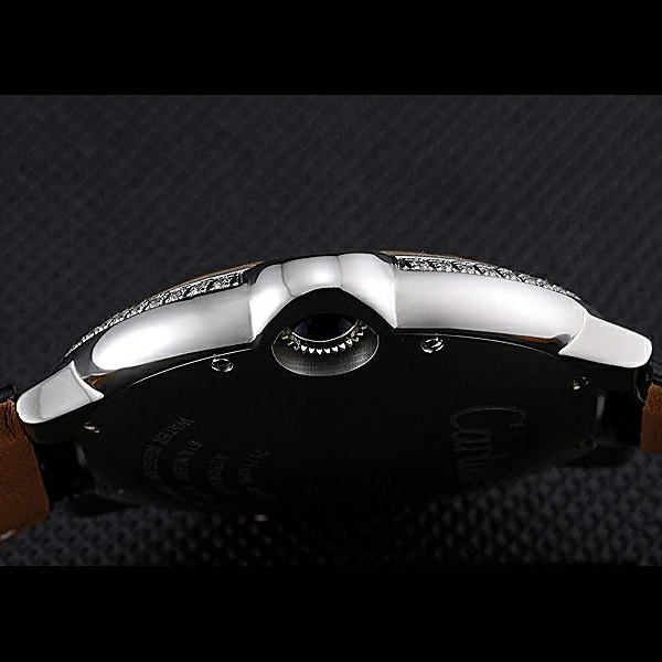 Cartier Ballon Bleu Diamond Case Black Dial Black Leather Bracelet new60603