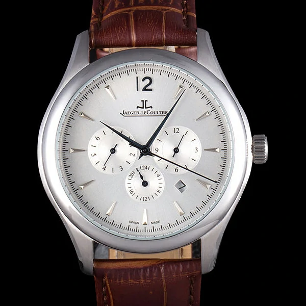 Jaeger Lecoultre Master Silver Bezel Brown Leather Band new59703