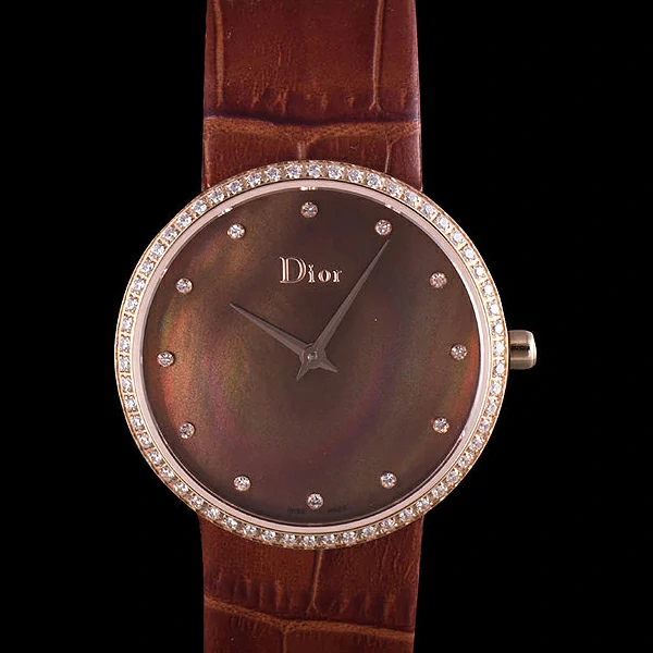 La D de Dior Brown Leather Strap with Brown Dial new59609