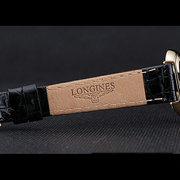 Longines La Grande Classique White Dial Black Leather Strap Diamond Markers Femme new60019