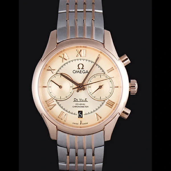 Omega DeVille Two Tone Links Gold Dial new59655