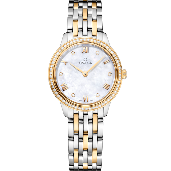 Omega Replica Watch De Ville Prestige, 18k Yellow Gold, Stainless Steel and Diamond-set, 27.5 mm, Quartz, 434.25.28.60.55.001
