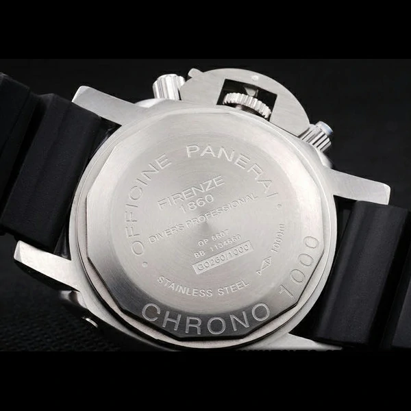 Panerai Luminor Brushed Stainless Steel Case Black Dial Black Rubber Strap new58219