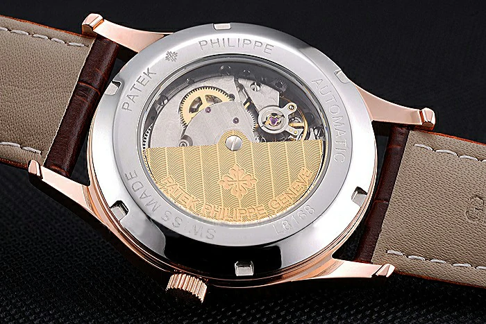 Patek Philippe Calatrava Rose Dial Rose Gold Case Brown Leather Strap new120818