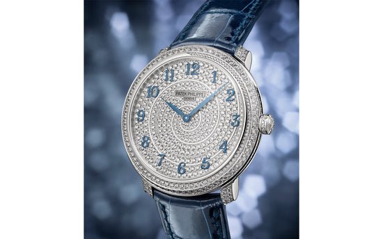 Patek Philippe Replica Watch Calatrava Diamond Ribbon Joaillerie Ladies, 18kt White Gold set with 770 Diamonds: ~4,4ct, 36,5mm, 4978/400G-001