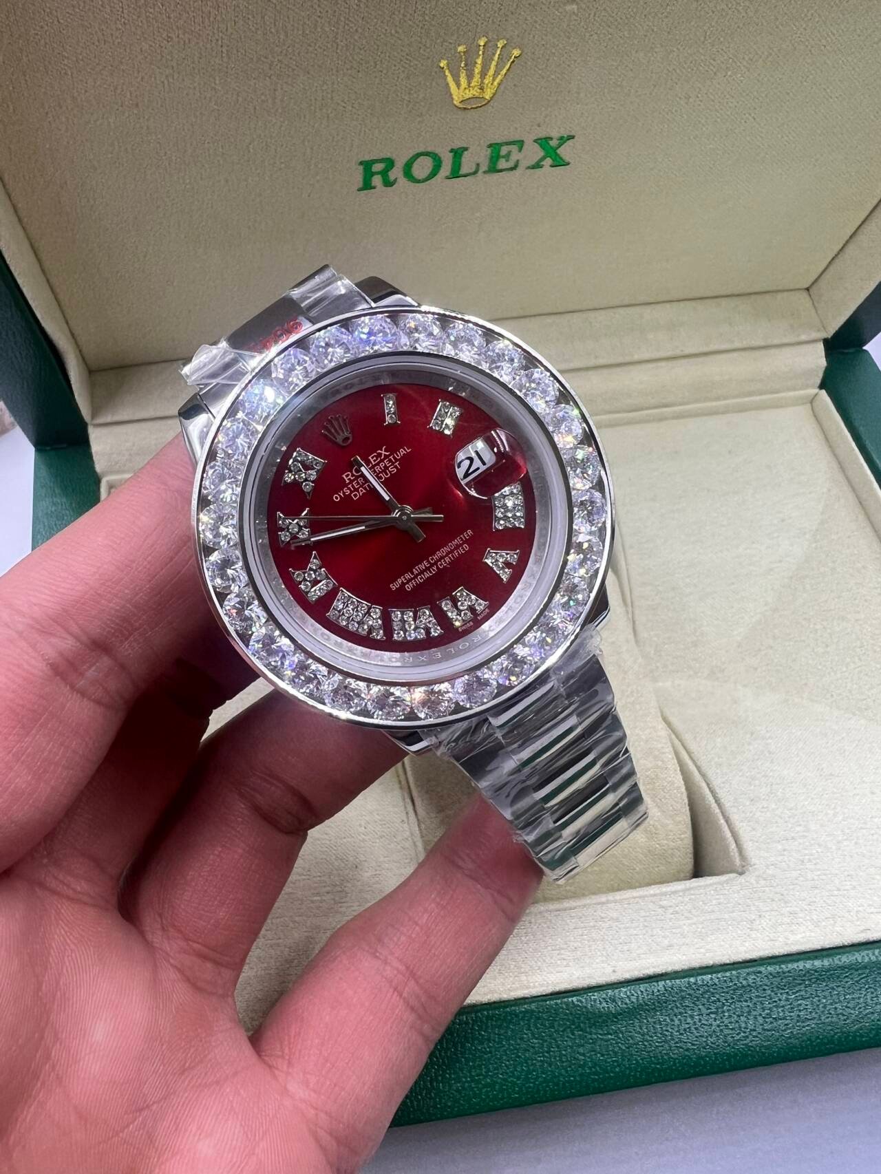 Replica Rolex Datejust II Diamond Bezel Red Dial 41MM Watch New241110