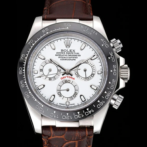 Rolex Cosmograph Daytona Stainless Steel Case White Dial Brown Leather Bracelet new60519