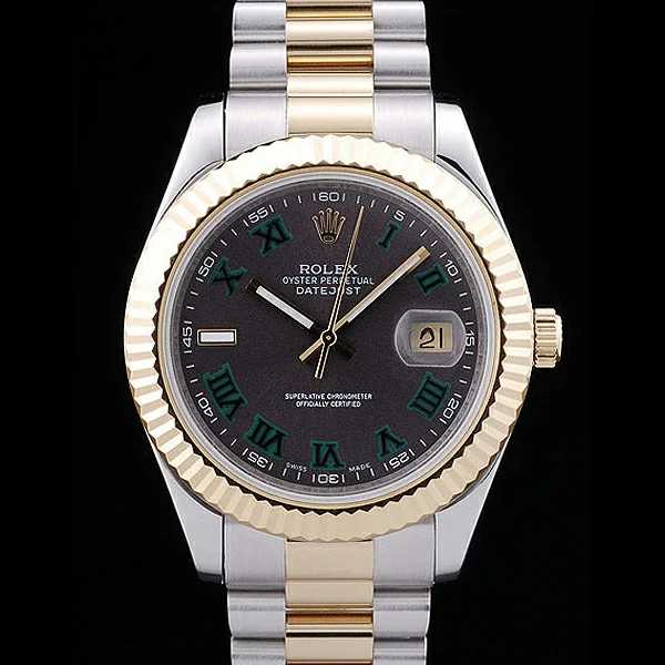 Rolex Datejust Brown Dial Gold Ribbed Bezel new58660