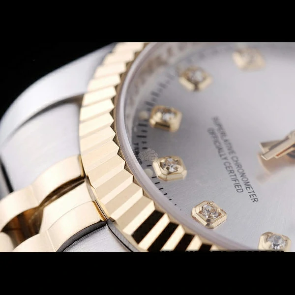 Rolex Datejust Silver Dial Diamonds Ribbed Bezel new58635