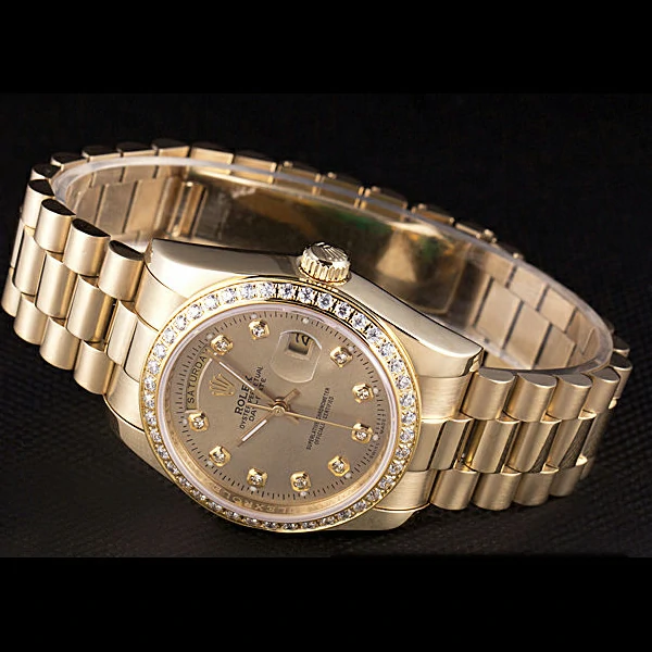 Rolex Day Date Yellow Gold Plated Stainless Steel Gold Dial new58032