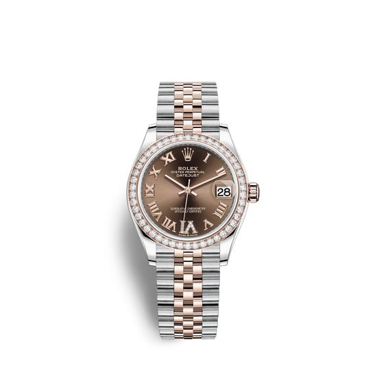 Rolex Replica Watch Datejust 31, Oystersteel, 18kt Everose Gold and diamonds, 278381RBR-0006