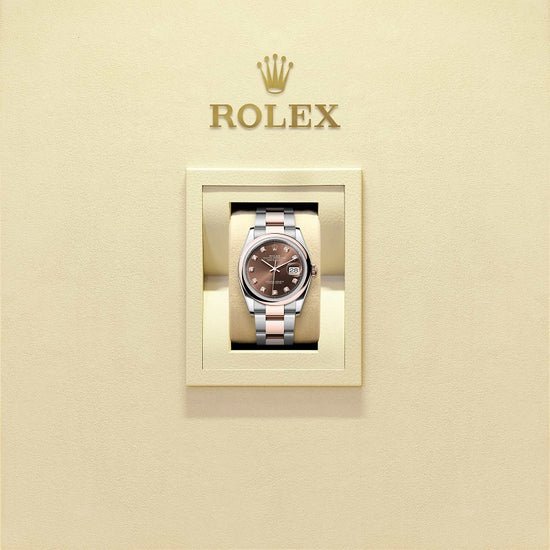 Rolex Replica Watch Datejust 36, Oystersteel and 18k Everose Gold, Chocolate sunray set with 10 diamonds dial, Domed Oyster, 126201-0054
