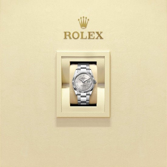 Rolex Replica Watch Datejust 36, Oystersteel and 18k White Gold, Silver set with diamonds dial, Fluted Oyster, 126234-0068