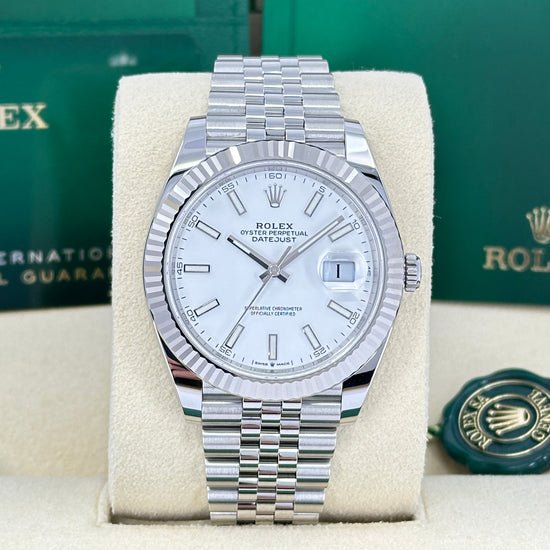 Rolex Replica Watch Datejust 41 Oystersteel and 18K White Gold 41 mm White Dial,  126334-0010