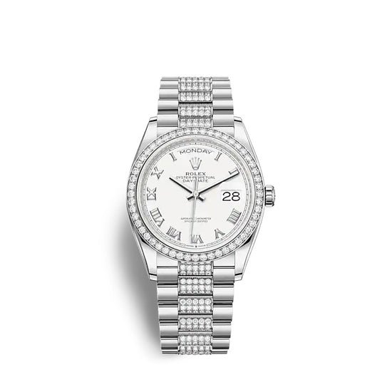 Rolex Replica Watch Day-Date 36 White gold 128349RBR-0026