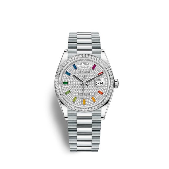 Rolex Replica Watch Day-Date, 36mm, Platinum and Diamonds, 128396tbr-0006