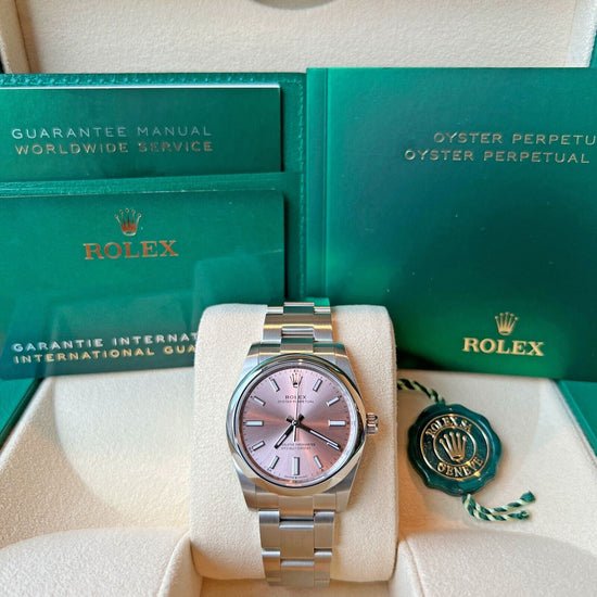 Rolex Replica Watch, Oyster Perpetual Ladies, Pink Dial, 34mm, Oystersteel, 124200-0004