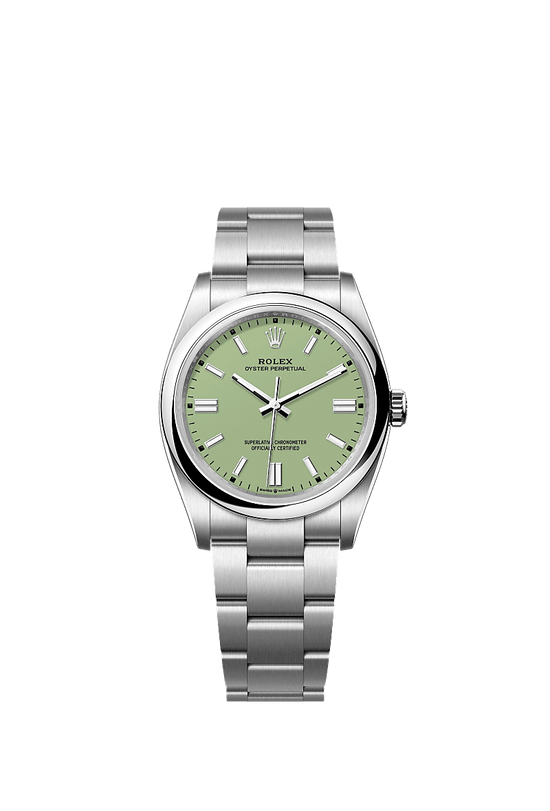 Rolex Replica Watch Oyster Perpetual, Oystersteel 36mm, Pistachio-green dial, Domed Oyster, 126000-0011