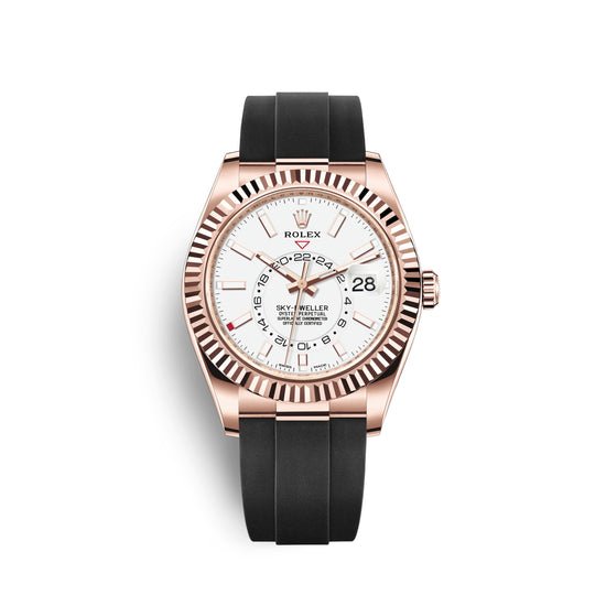 Rolex Replica Watch Sky-Dweller 42mm, 18k Everose Gold, Oysterflex, 326235-0004