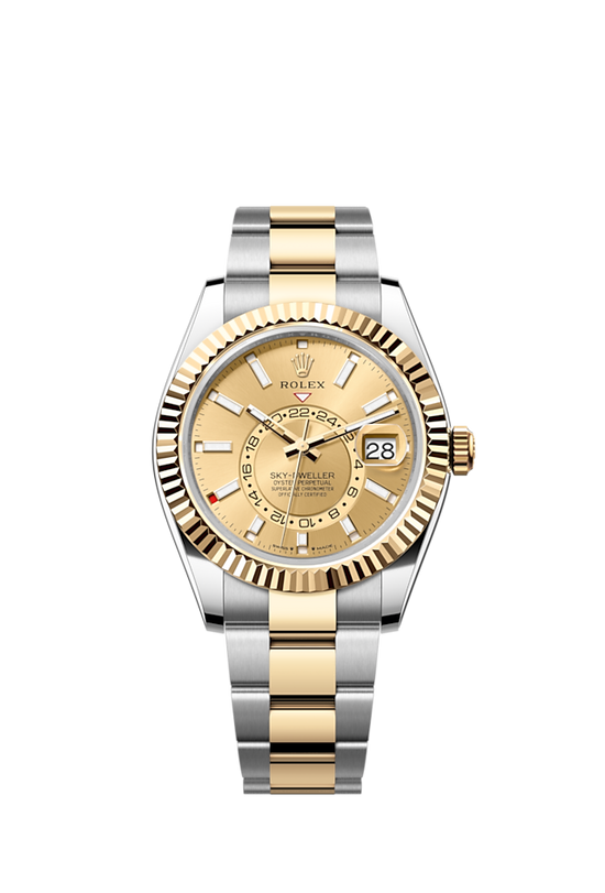 Rolex Replica Watch Sky-Dweller, 42mm, Oystersteel and 18k Yellow Gold, Champagne, Oyster, 336933-0001