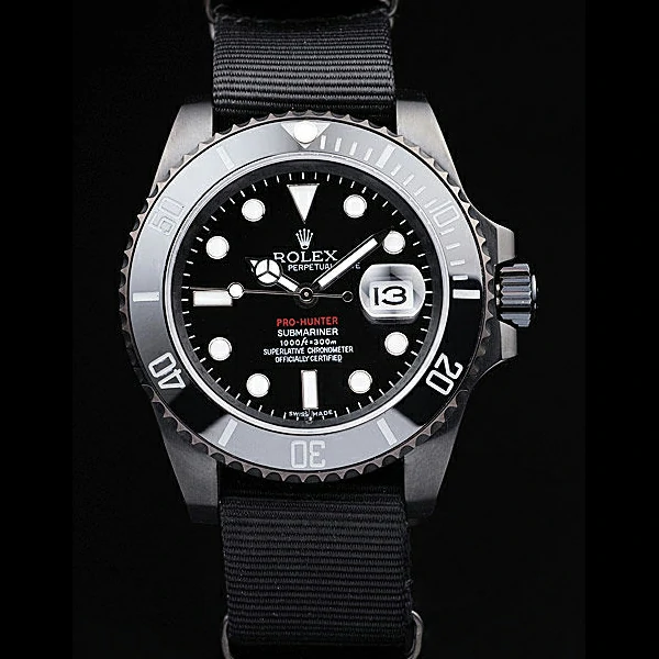Rolex Submariner Pro Hunter Black Fabric Strap Black Dial new58154