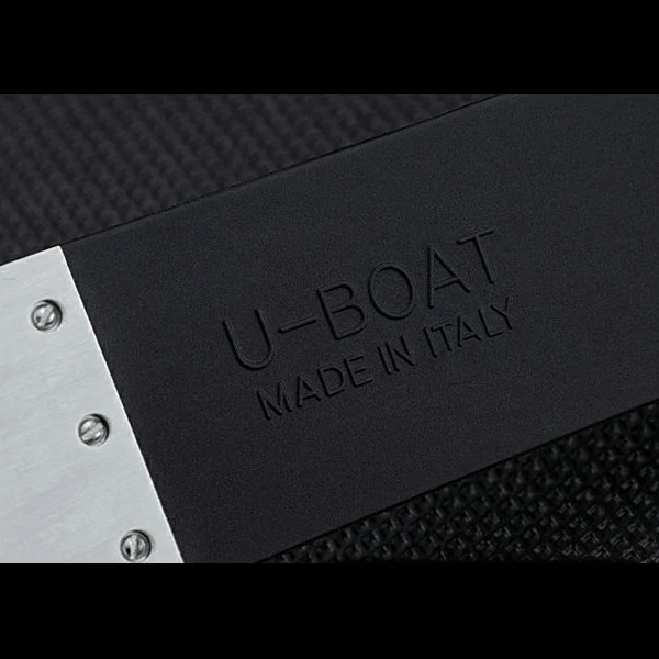 U Boat Italo Fontana Black Carbon Dial Green Hour Marks Stainless Steel Case Rubber Bracelet new60635