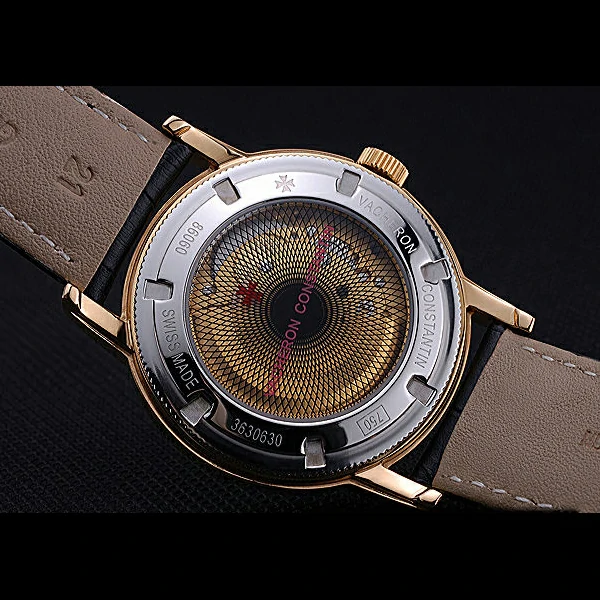 Vacheron Constantin Patrimony Traditionnelle Gold Case Diamond Numerals Black Leather new60448