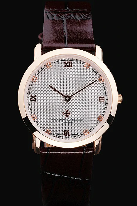 Vacheron Constantin Silver Dial Rose Gold Case Rich Maroon Bracelet new16571